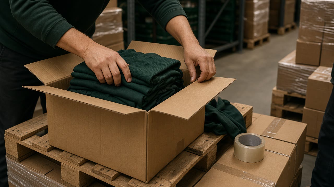 Scatole e pallet preparati per il ritiro stock in magazzino